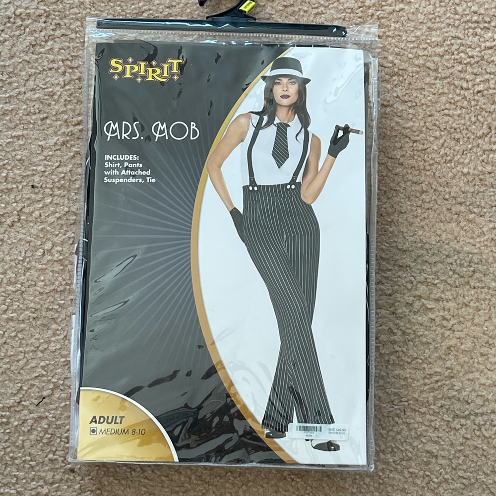 Spirit Costume: “Mrs. Mob” Women's Black Pinstripe Pants & Jumpsuit